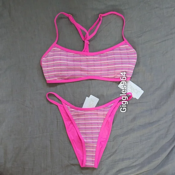 L*Space Pamela Tommy Bikini Set Electric Pink - Picture 3 of 4